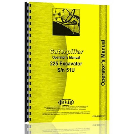 Fits Caterpillar Excavator 225 51U151U2033 Operator's Manual New